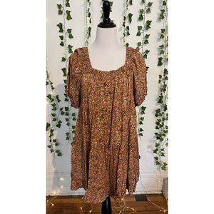 Target Wild Fable brown floral cottagecore dress